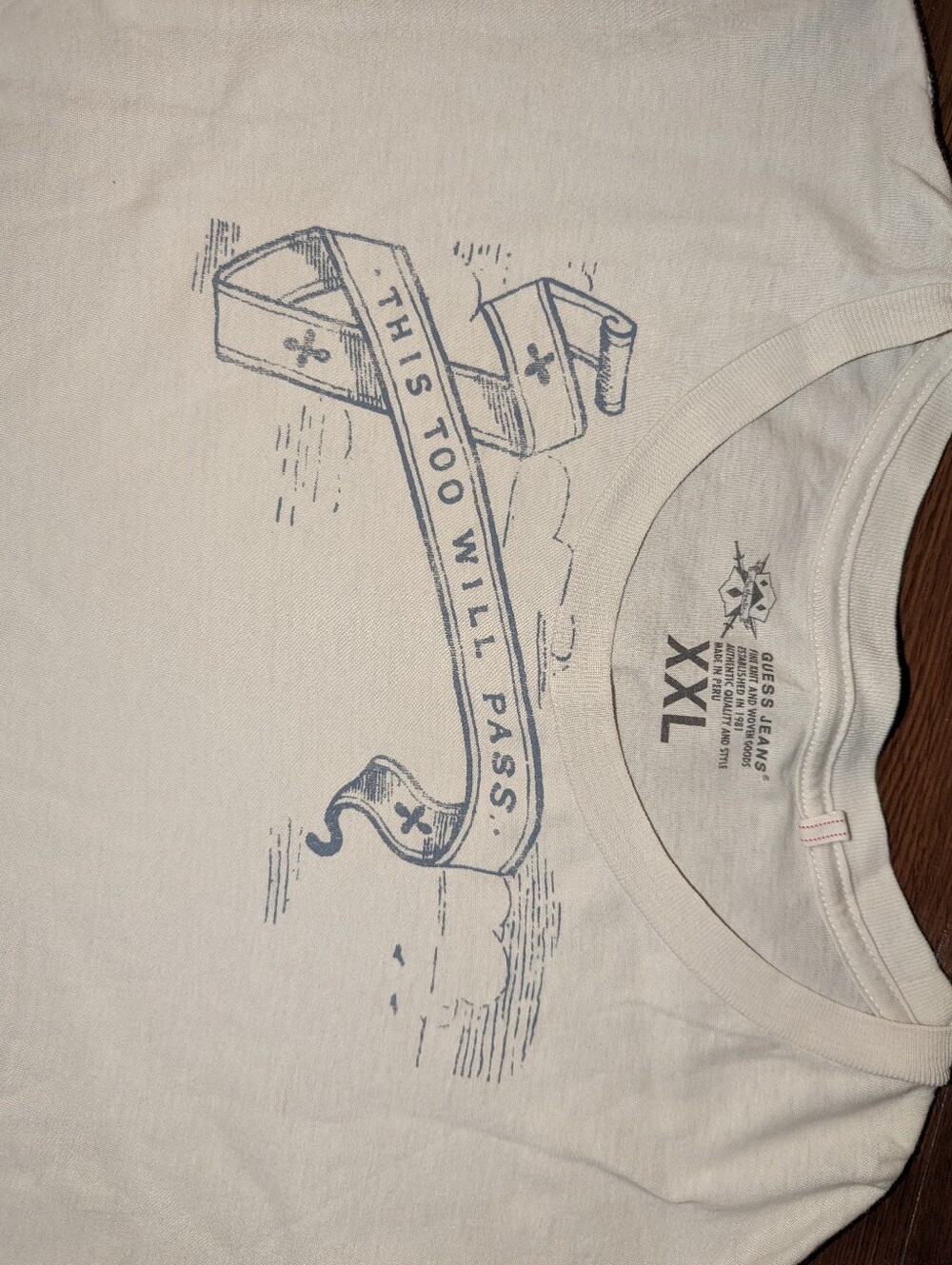 Guess Vintage 2000s "This Too Will Pass" T-shirt Men's 2XL - Picture 7 of 7